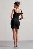 Tali Black Twisted Asymmetric Bodycon Mini Dress
