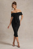Selbie Black Bardot Midi Dress With Drape