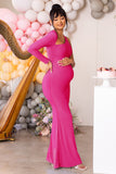 Oh Baby Hot Pink Maternity One Shoulder Bodycon Maxi Dress