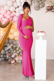 Oh Baby Hot Pink Maternity One Shoulder Bodycon Maxi Dress