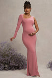 Oh Baby Blush Maternity One Shoulder Bodycon Maxi Dress