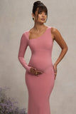 Oh Baby Blush Maternity One Shoulder Bodycon Maxi Dress