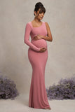 Oh Baby Blush Maternity One Shoulder Bodycon Maxi Dress