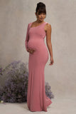 Oh Baby Blush Maternity One Shoulder Bodycon Maxi Dress