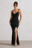 Love Shy Black Plunge Neck Maxi Dress With Split Detail