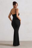 Love Shy Black Plunge Neck Maxi Dress With Split Detail