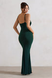 Love Shy Bottle Green Plunge Neck Maxi Dress With Split Detail