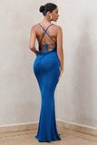 In My Feelings Royal Blue Cowl Neck Split Maxi Dress