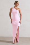 Dressing Up Pink One Shoulder Maxi Dress With Open Back Detail
