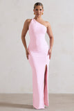 Dressing Up Pink One Shoulder Maxi Dress With Open Back Detail