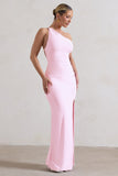 Dressing Up Pink One Shoulder Maxi Dress With Open Back Detail