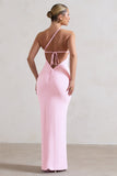 Dressing Up Pink One Shoulder Maxi Dress With Open Back Detail