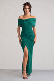 Eva Green Bardot Bow Detail Maxi Dress With Thigh Split