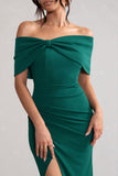 Eva Green Bardot Bow Detail Maxi Dress With Thigh Split