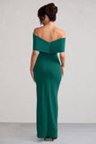 Eva Green Bardot Bow Detail Maxi Dress With Thigh Split