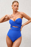 Oyster Blue Wrapped Bandeau Swimsuit
