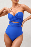 Oyster Blue Wrapped Bandeau Swimsuit