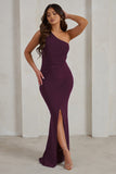 Lilou Plum One Shoulder Wrap Skirt Maxi Dress