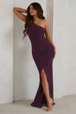 Lilou Plum One Shoulder Wrap Skirt Maxi Dress