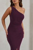Lilou Plum One Shoulder Wrap Skirt Maxi Dress