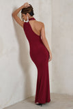 Capucine Berry Red One Shoulder Draped Maxi Dress