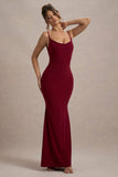 Francoise Berry Cowl Neck Backless Maxi Dress With Lace Insert