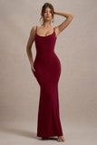 Francoise Berry Cowl Neck Backless Maxi Dress With Lace Insert