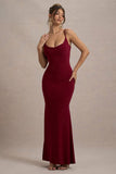 Francoise Berry Cowl Neck Backless Maxi Dress With Lace Insert