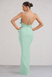 Syrah Mint Green Chiffon Ruffle Cami Maxi Dress