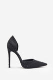 Catcher Black Diamante Pointed Court Heels