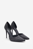 Catcher Black Diamante Pointed Court Heels