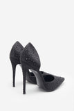 Catcher Black Diamante Pointed Court Heels