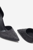 Catcher Black Diamante Pointed Court Heels