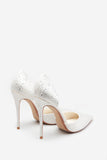 Catcher Ivory Diamante Pointed Court Heels