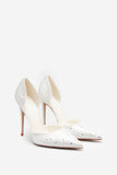 Catcher Ivory Diamante Pointed Court Heels