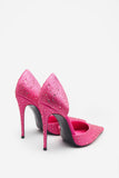 Catcher Pink Diamante Pointed Court Heels