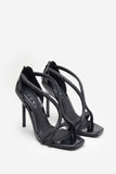 Pluto Black Patent Diamante Heeled Sandals
