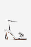 Headlines Silver Ankle Strap Heeled Sandals With Diamante Bows