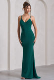 Naya Bottle Green Strappy V-Neck Maxi Dress