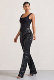 Billie Black Faux Leather Tailored Straight-Leg Trousers