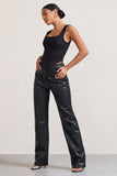 Billie Black Faux Leather Tailored Straight-Leg Trousers