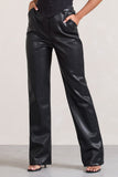 Billie Black Faux Leather Tailored Straight-Leg Trousers