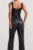 Billie Black Faux Leather Tailored Straight-Leg Trousers