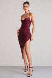 Anya Berry Sequin Cami Cowl Neck Asymmetric Hem Midi Dress