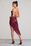 Anya Berry Sequin Cami Cowl Neck Asymmetric Hem Midi Dress
