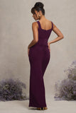Avril Plum Square Neck Maternity Maxi Dress with Split