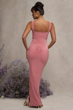 Avril Blush Square Neck Maternity Maxi Dress with Split