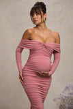 Neva Blush Bardot Twist Maternity Midi Dress