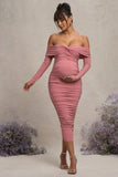 Neva Blush Bardot Twist Maternity Midi Dress