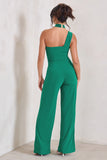 Tilly Green Cut Out Halterneck Asymmetrical Jumpsuit
